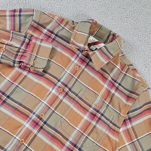 Best Made Co Shirt Mens Small Brown Plaid Flannel Button Up Cotton Elbow Patch
